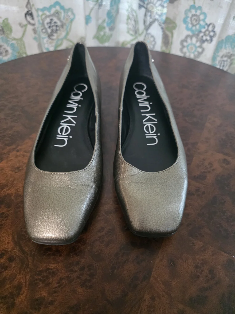 Calvin Klein Metallic Gray Ballet Flats